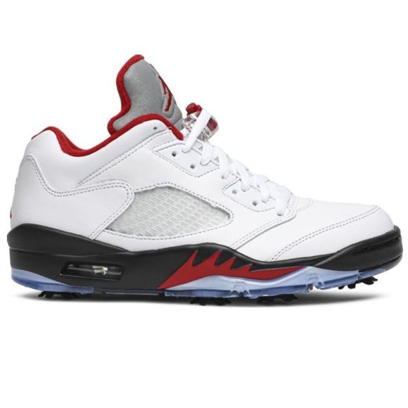 Nike Air Jordan 5 Low Golf 'Fire Red' CU4523-100 Leather Cleats - Picture 1 of 10